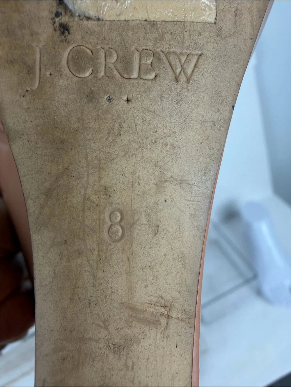 J.Crew Sylvia tan patent leather wedge glossy finish rounded toe size 8
